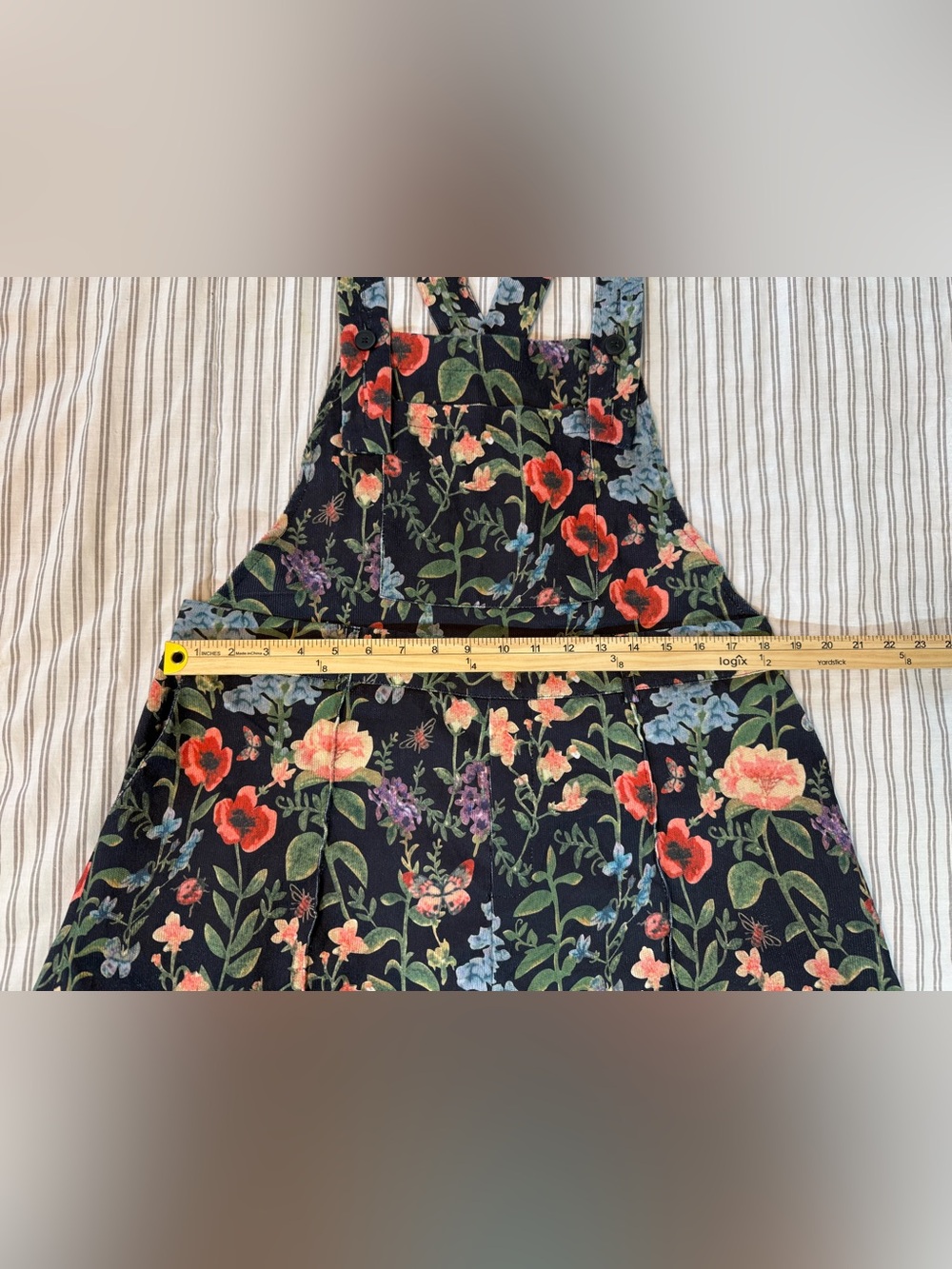 Cider Floral Overall Romper Short Black Cottagecore Shortalls 0XL - Picture 10 of 14